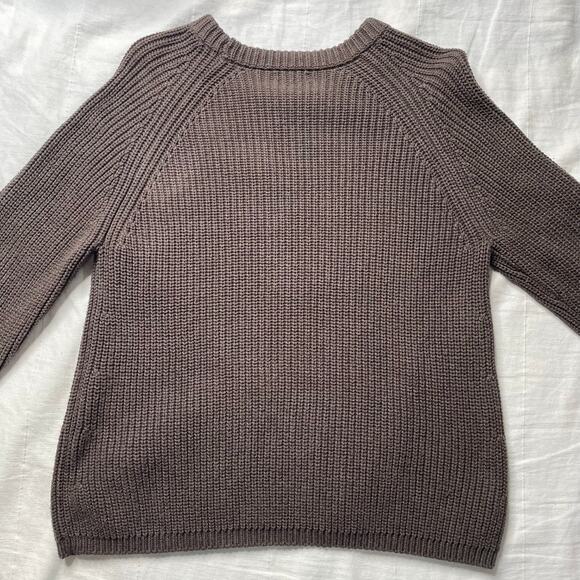 Quince Organic Cotton Fisherman Crew Knit Sweater Heather Brown Large Women's - Picture 3 of 6